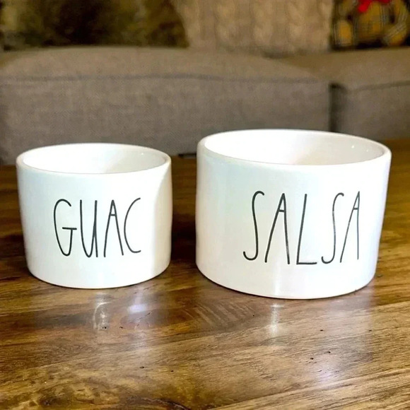 RAE DUNN Artisan Collection Magenta Black/White Ceramic Dip Cup Bowls Guac Salsa - Picture 1 of 7